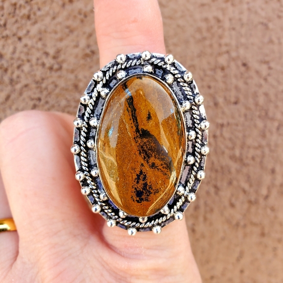New Iron Tiger Eye 925 Silver Statement Ring. - Picture 1 of 9